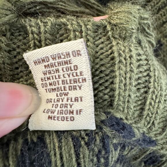 Carolina K Women's Alpaca Blend Lulu Poncho Green Print Fringe Boho One Size - Picture 10 of 11